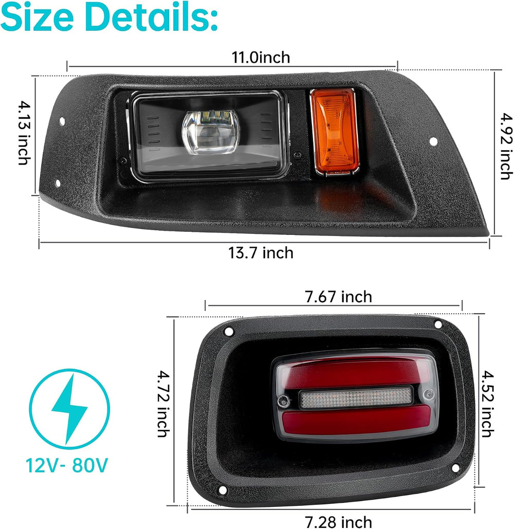 10L0L Deluxe Golf Cart Light Kit for EZGO TXT 1996-2013 12V-72V, RGB DRL