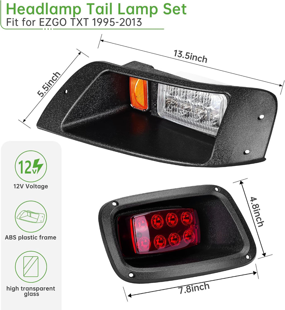 10L0L Golf Cart Headlight and Tail Light Kit for EZGO TXT 1995-2013 G&E 12V