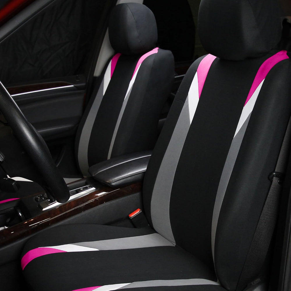 FH Group Premium Modernistic Flat Cloth Car Seat Covers – Universal Fit, Wash...