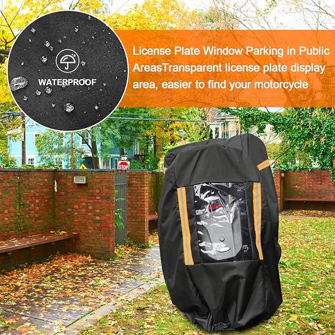 Comnova Motorcycle Cover 104 Inch, 600D Universal Motorcycles Cover Waterproof