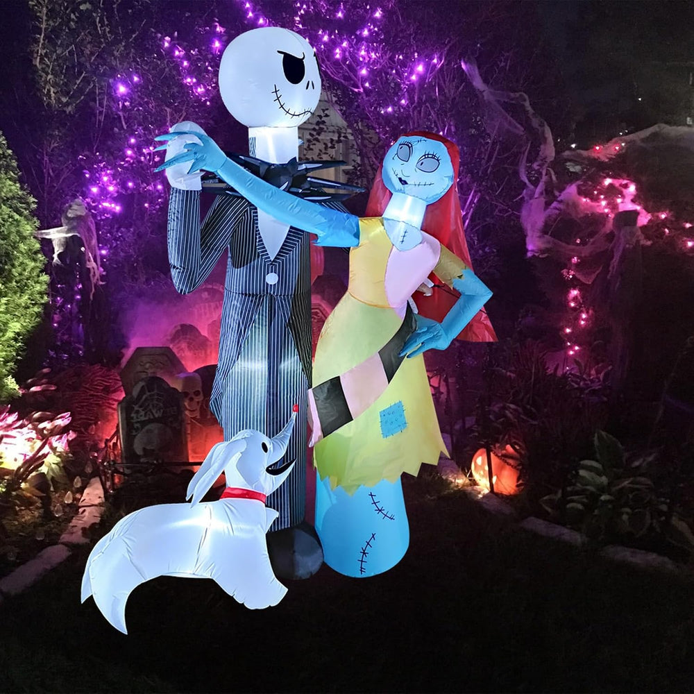 6FT Halloween Outdoor inflatables Decorations,Blow Up Skeleton and Dog Decora...