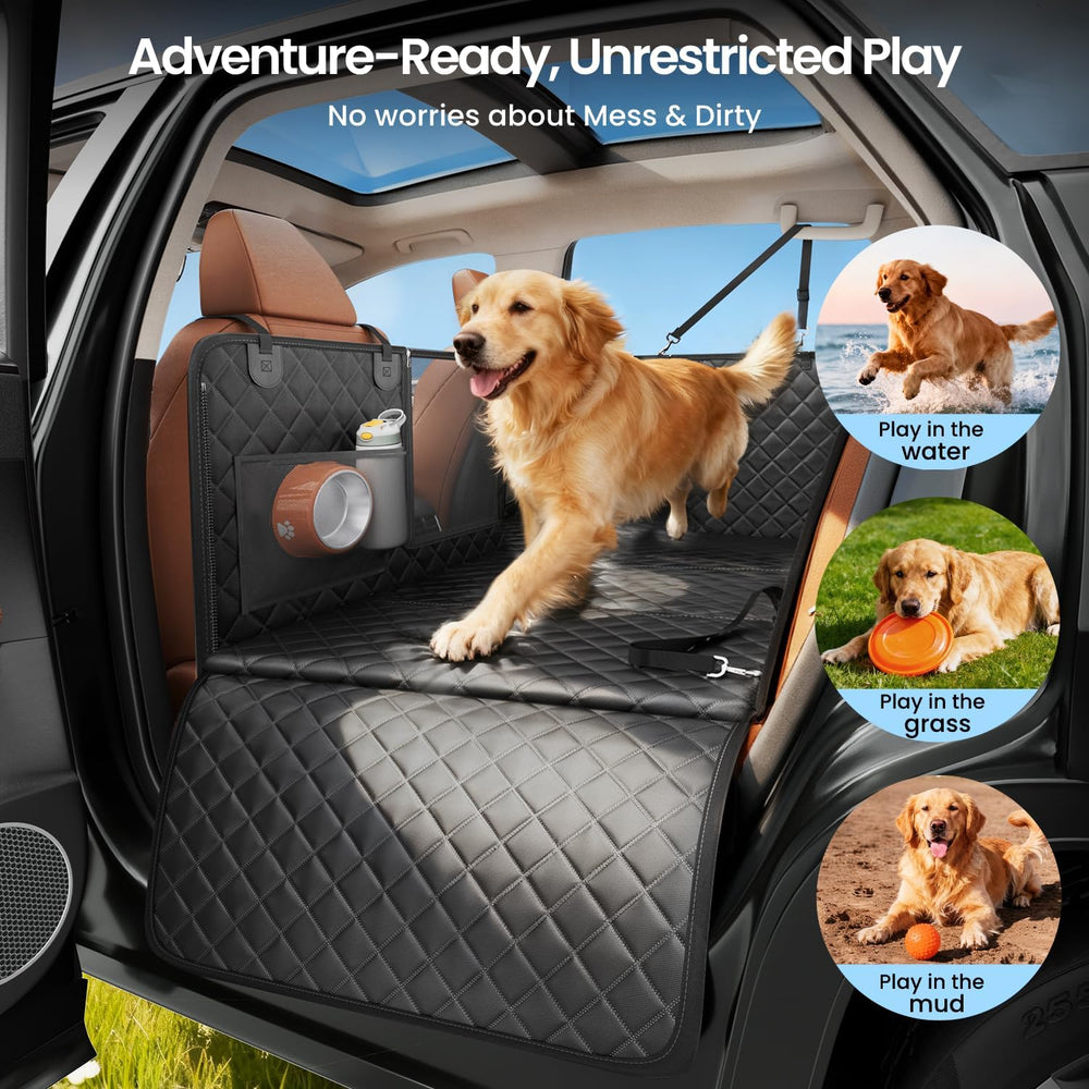 REEVAA 2.0 Hard Bottom Back Seat Cover for Large Dogs, L, Black