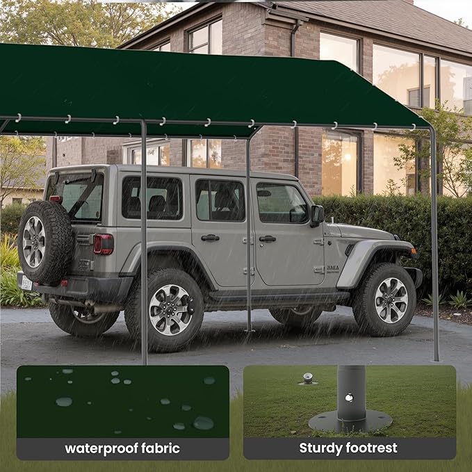 Carport, 10‘ x 20’ Heavy Duty Portable Garage All-Season Car Canopy w/Removable