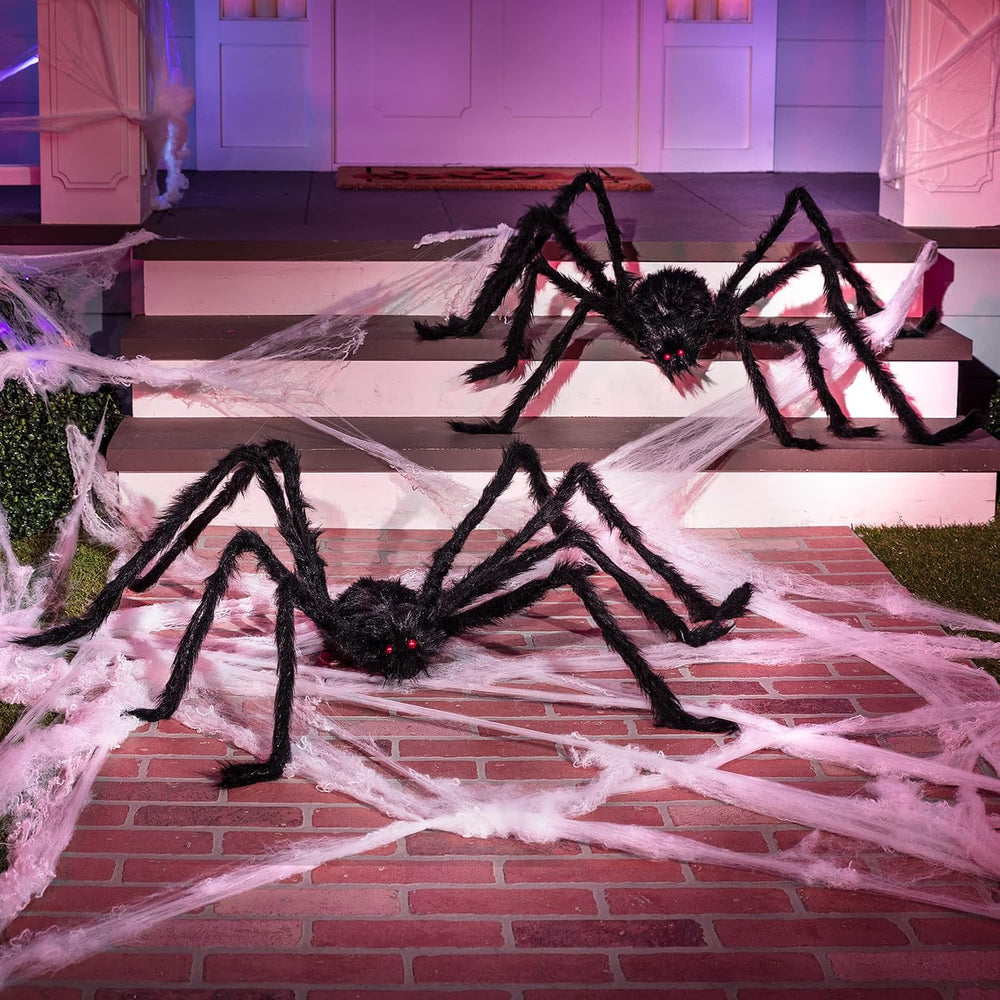 JOYIN 2 Pack 5 Ft Halloween Outdoor Decorations Hairy Black Spider, Scary Gia...