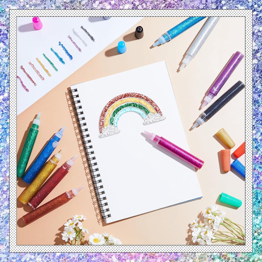 Fullhawl 200 Pcs Glitter Glue Pens Non-Toxic for Art Projects, 10 Colors