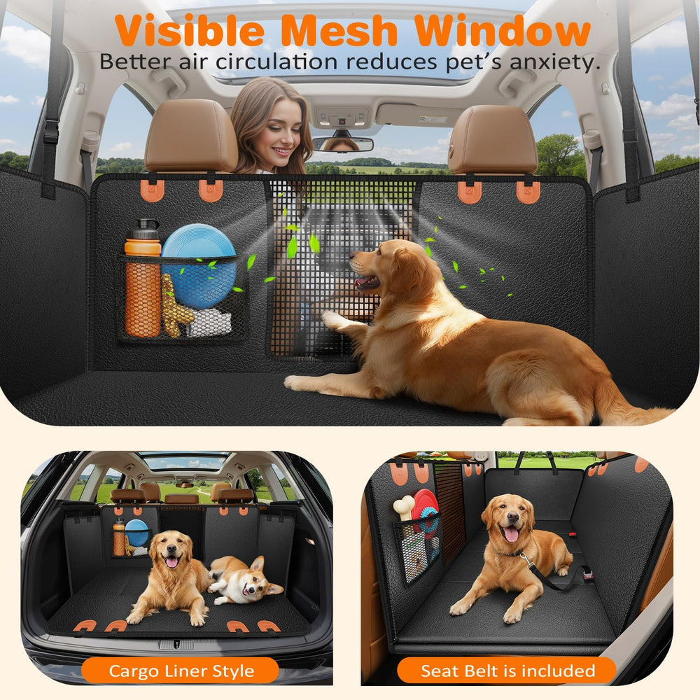URPOWER PU Leather Hard Bottom Dog Car Seat Cover, Back Seat Extender