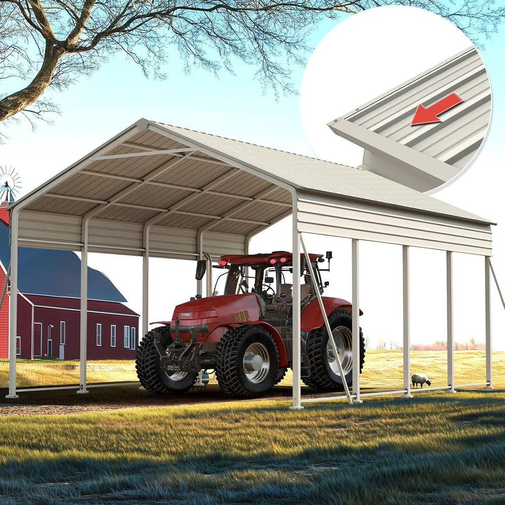 ADVANCE OUTDOOR 12x21 FT Heavy Duty Metal Carport with Vertical Roof, Pre-Dri...