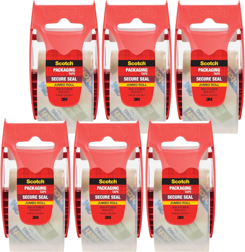 Scotch Secure Seal Ultra Clear Packaging Tape, 6 Rolls Clear Packing Tape for...