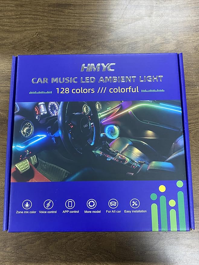 Car Interior Ambient Lights, 18 in 1 128 Colorful LED Acrylic Fiber Optic Strip