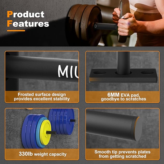 Weight Plate Holder, Wall Mounted Weight Rack Storage