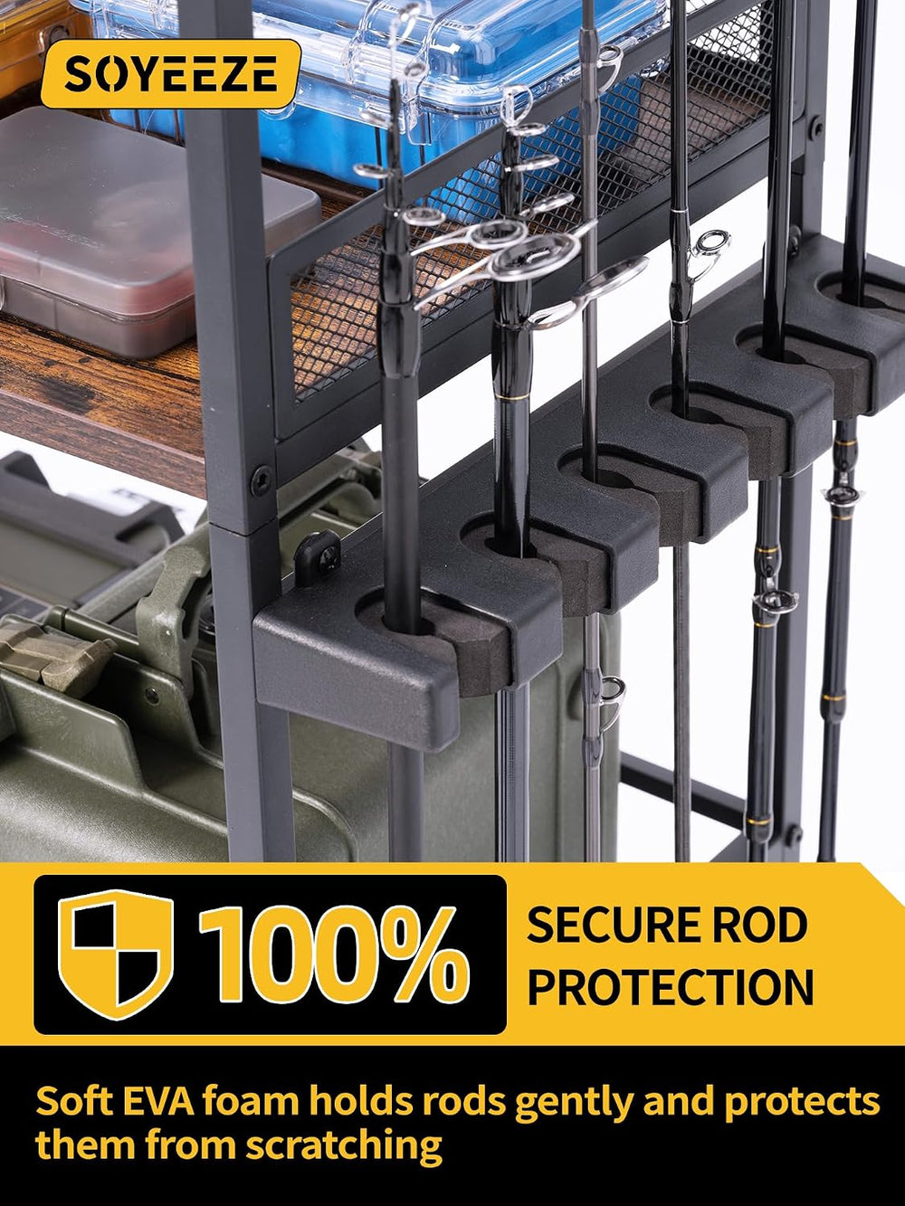 Fishing Rod Holders for Garage, Fishing Pole Holders Up to 12 Rods with Pegbo...