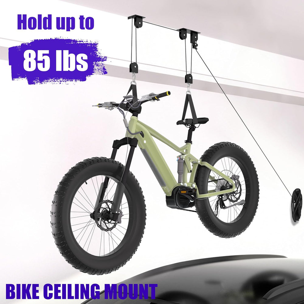 2-Pack Bike Hoist, Heavy Duty Ebike Pulley System for Garage, 85lb