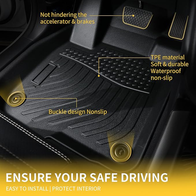 GINOWY-Floor Mats for Ford Fusion & MKZ 2017-2020, TPE All Weather Protec...