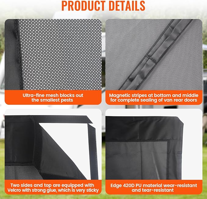 71''H x 59''W Van Bug Screen Side Door Sliding Door Window Co...