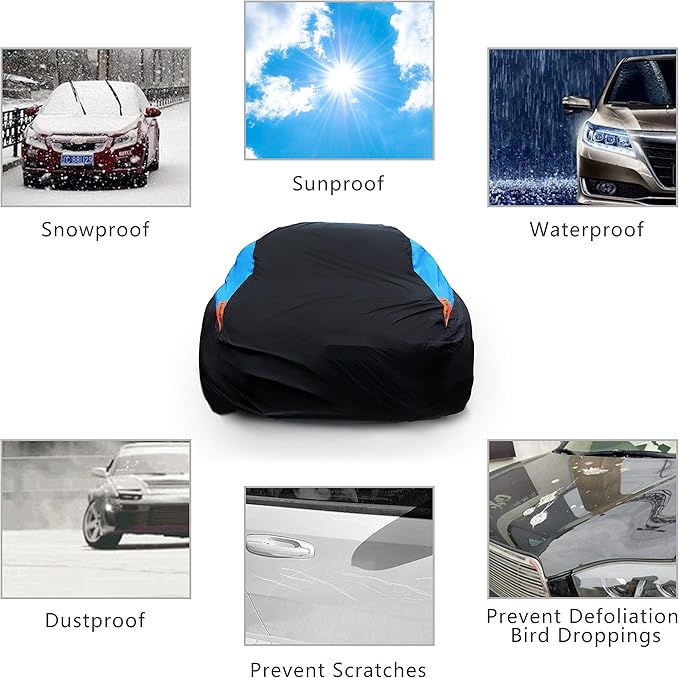 MORNYRAY Waterproof Car Cover All Weather Snowproof UV Protection Windproof