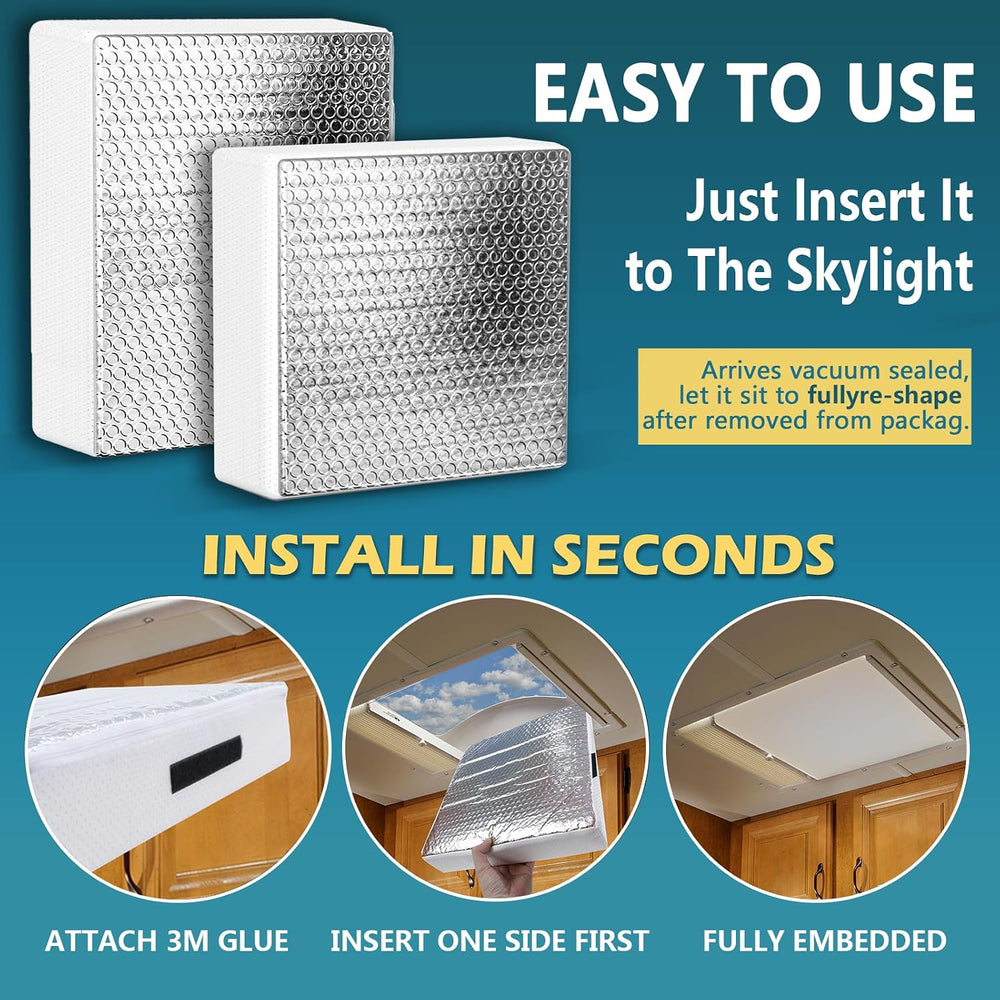 RV Vent Insulator Energy Saving RV Skylight Cover 14"x14", 2 Pack