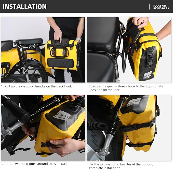 Rhinowalk Motorcycle Saddlebags, Waterproof Saddlebags, Quick Release 15L