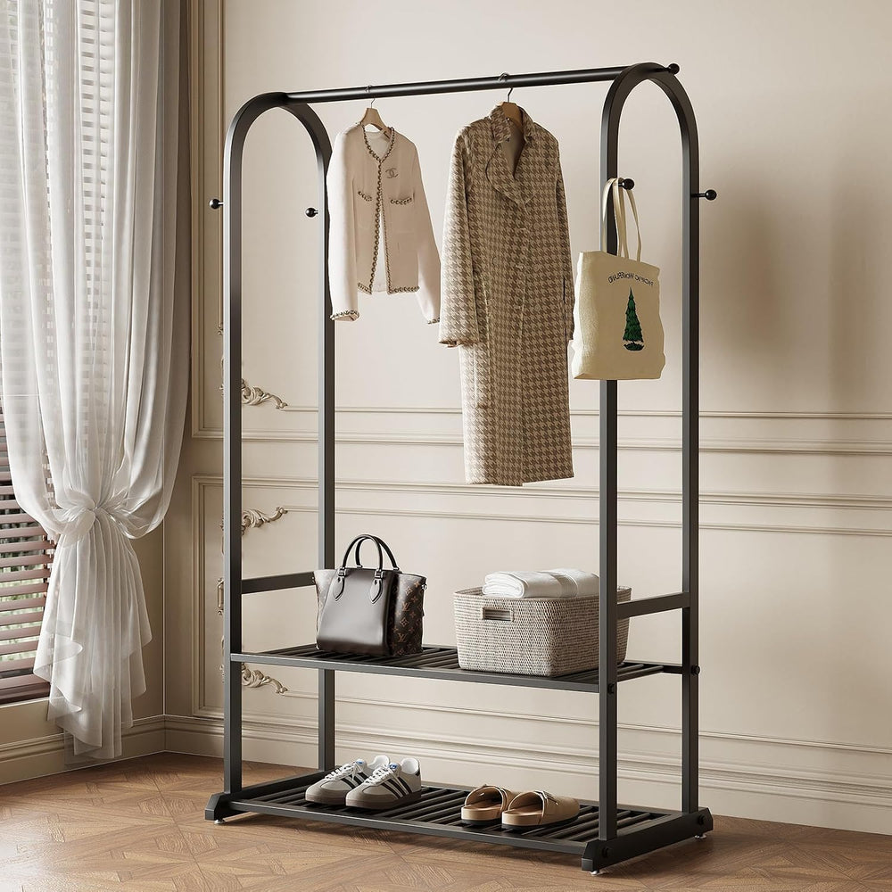 Black Clothing Rack for Hanging Clothes,Sturdy metal clothes rack,Modern Garm...