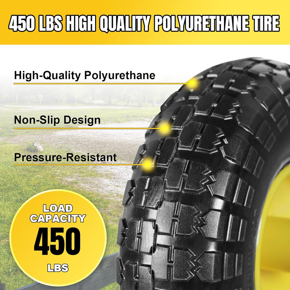 10 Inch Soild Rubber Dolly Tire Wheels, 4.10/3.50-4" Tire and Wheel Flat...