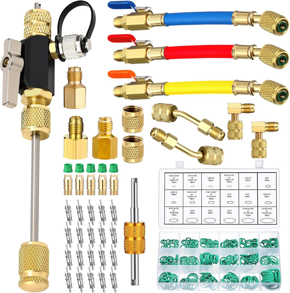 Tujoe R410A Valve Core Remover Tool Kit HVAC AC Refrigerant Angled Compact Ba...