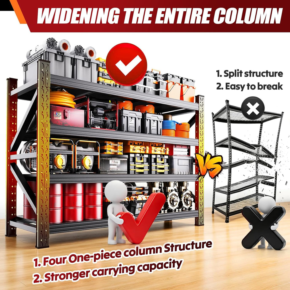 79"W Heavy Duty Storage Shelves, Adjustable Garage Shelving Unit