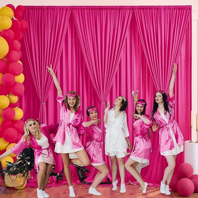 10 x 7 Feet Fuchsia Backdrop Curtain for Partie, Background Curtains for Phot...