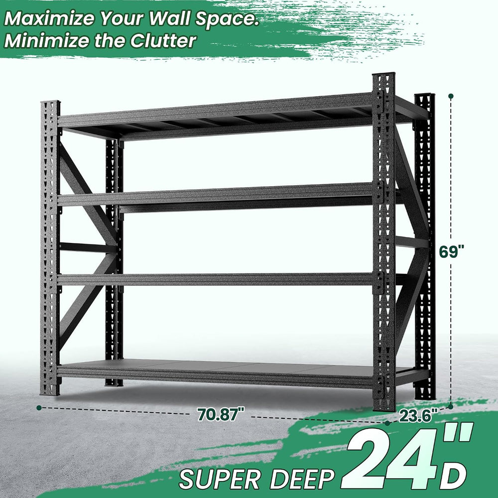 4-Tier Heavy Duty Garage Shelving,Industrial Shelving for Home & Business...