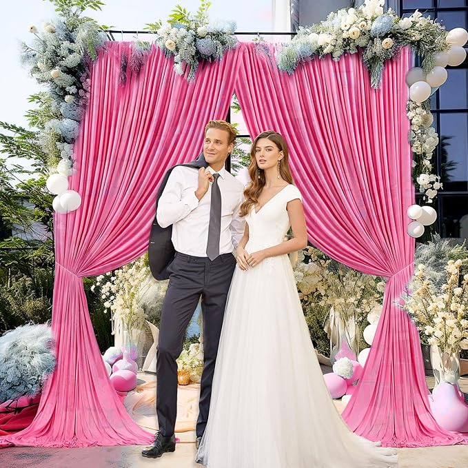 10 x 10 Feet Pink B Backdrop Curtain for Partie, Background Curtains for Phot...