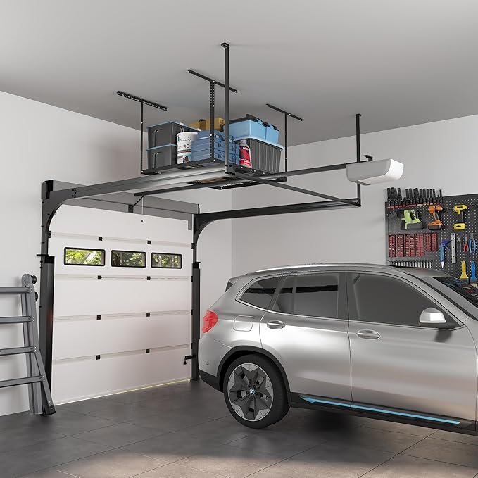 FLEXIMOUNTS 3x4FT Garage Storage Rack Overhead, Adjustable Ceiling Storage Racks