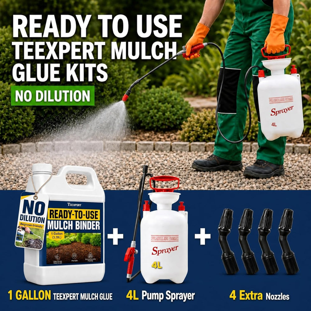 Teexpert Mulch Glue with 4L Pump Sprayer: 1 Gallon Ready-to-Use Mulch Binder ...