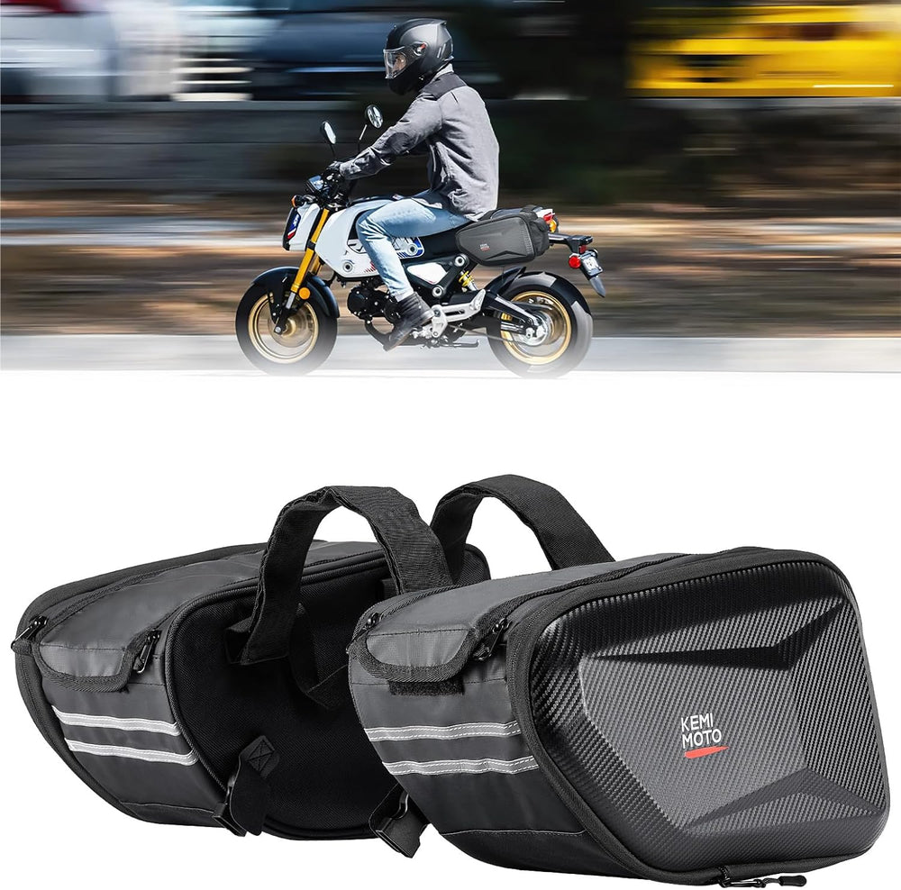 KEMIMOTO Motorcycle Saddlebags Expandable 20-30L Eva Hard Side Bag Compatible...