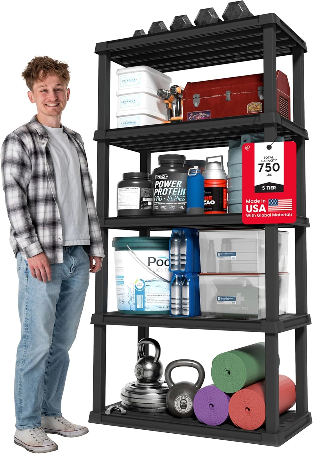 IRIS USA Plastic Storage Shelves |Made in USA| 73"H x 36"W x 18&quo...