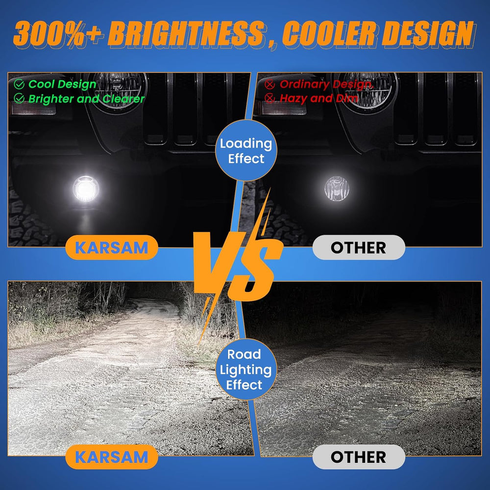 4 Inch Round LED Fog Lights for 2007-2018 Jeep Wrangler JK JKU 2018-2024 Jeep...