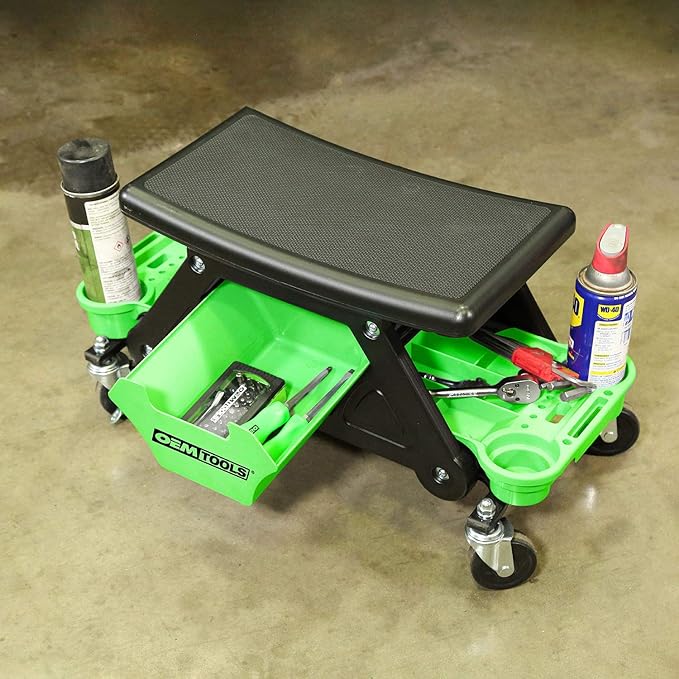 OEMTOOLS 24986 Heavy-Duty Rolling Workbench and Creeper Seat, Mechanics Stool