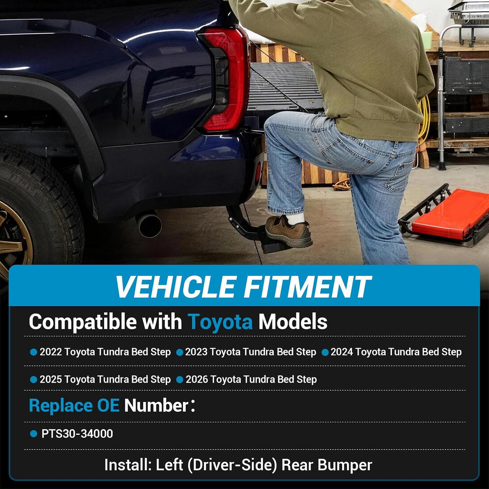 Retractable Bed Step Bumper Step for Toyota Tundra Bed Step 2022 2023 2024 20...
