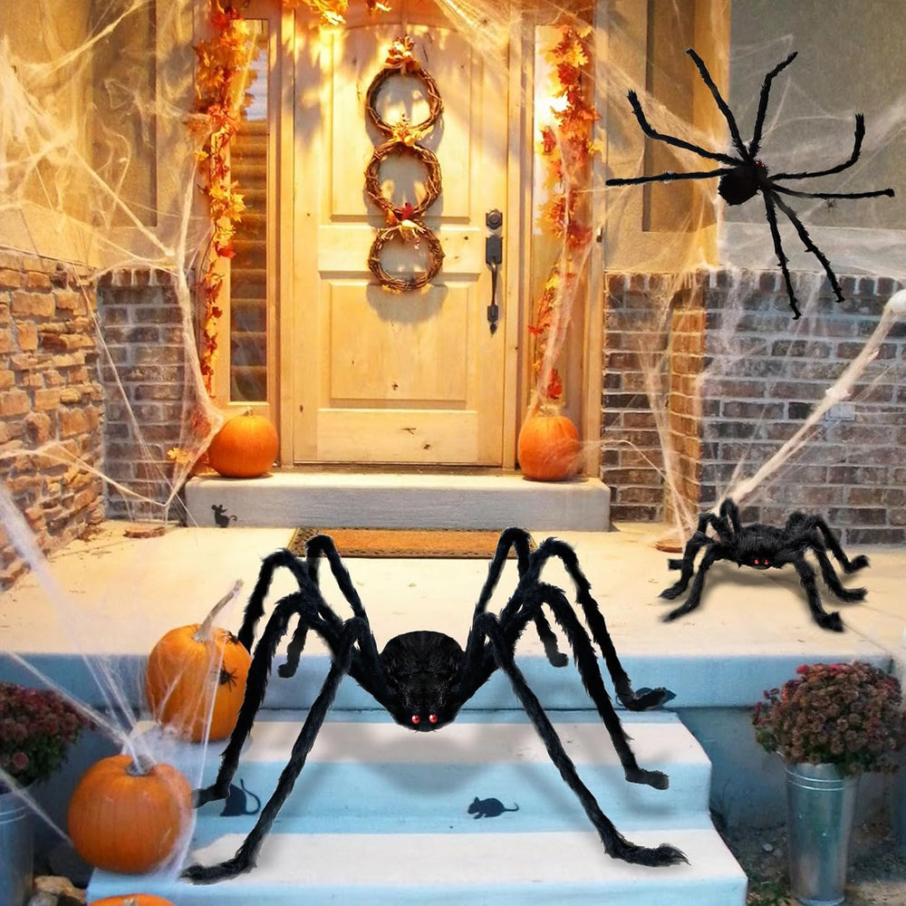 ZMCINER 8 Pcs Large Spiders Halloween Decorations - Outdoor Realistic Scary H...