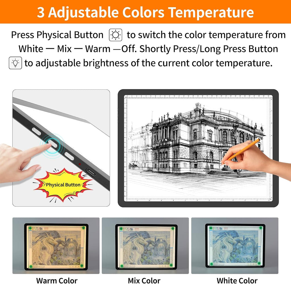 TOHETO Rechargeable A4 Light Pad with Carry Bag for Diamond Painting, Ultra B...