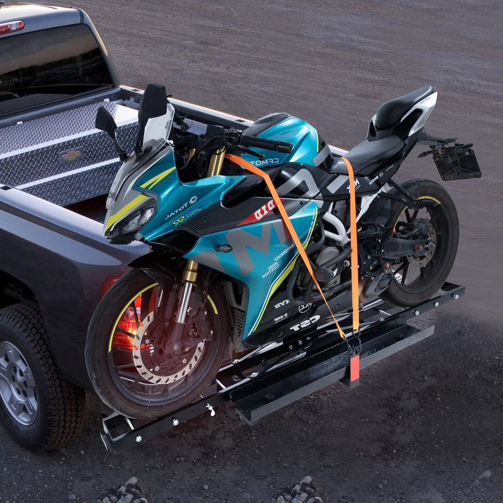 VEVOR Motorcycle Carrier, 600 LBS Steel Motorcycle Carrier Hitch Mount with 4...