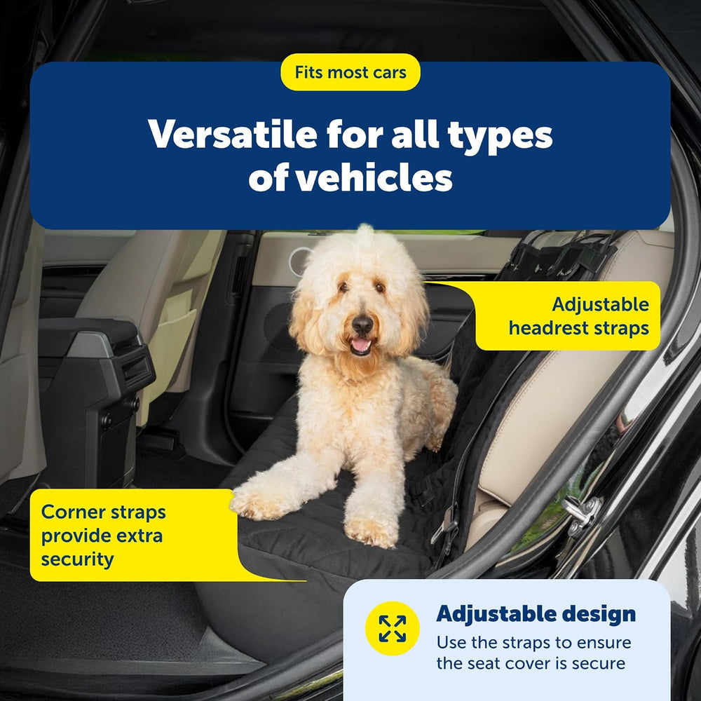 PetSafe Happy Ride Quilted Dog Car Seat Cover, Bench, Black