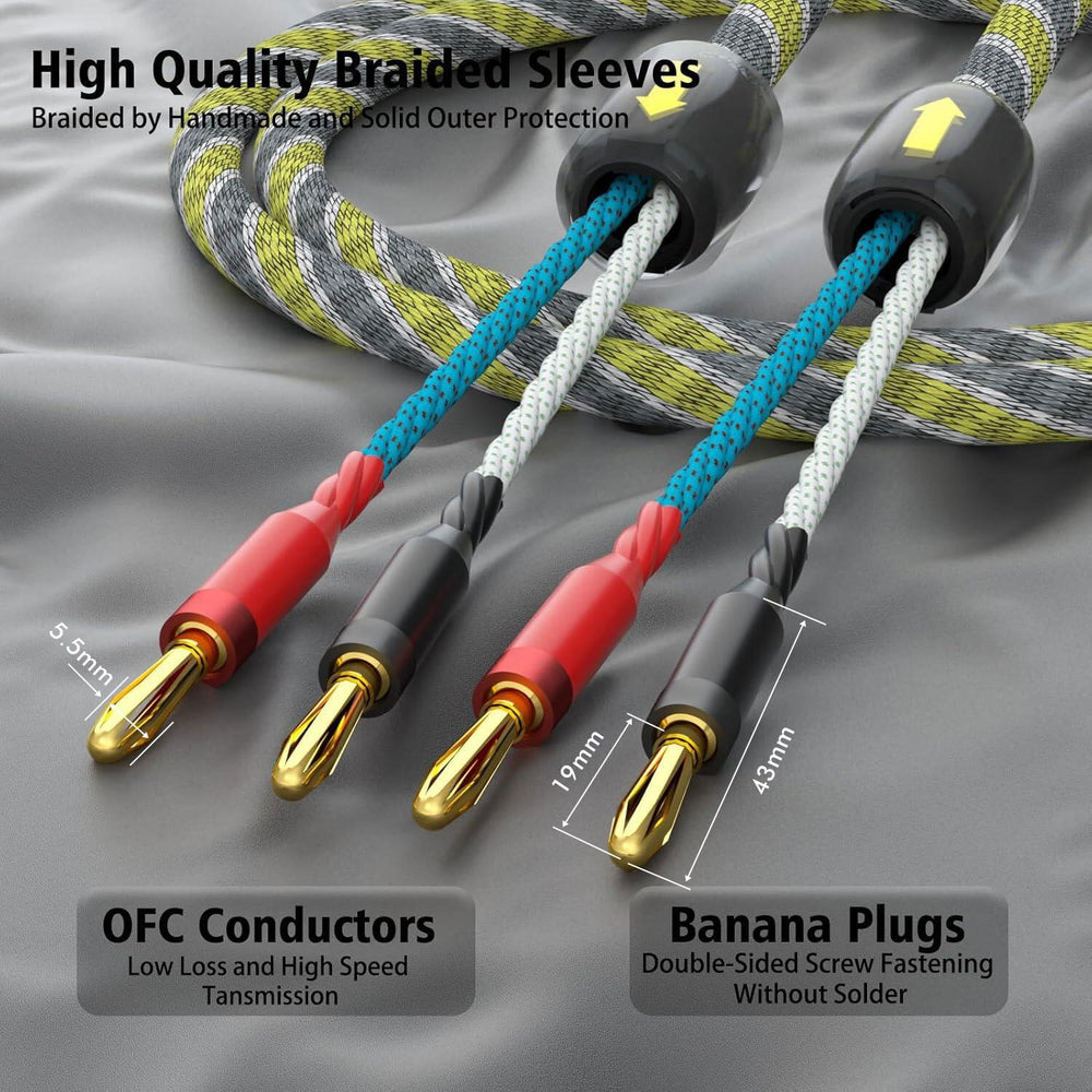 9AWG Speaker Wire 2 x 6.3 mm² HiFi Audiophile Speaker Cable 1 Pair(2.5M)