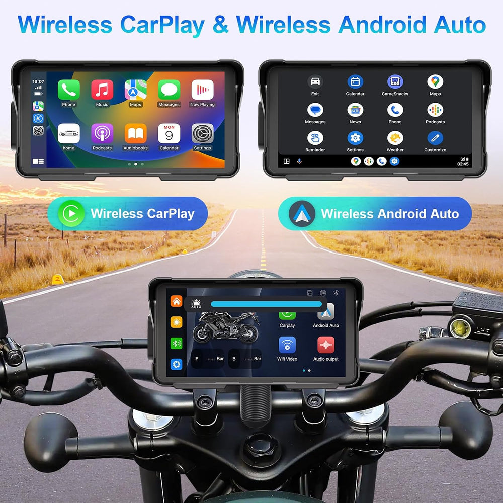 Motorcycle Carplay (Includes 128G SD Card) with Dual Cameras, TPMS, 5.5"...