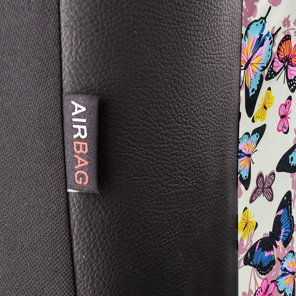 CAR-GRAND Universal Fit Pretty Butterfly and Flowers PU Leather Car Seat Cove...