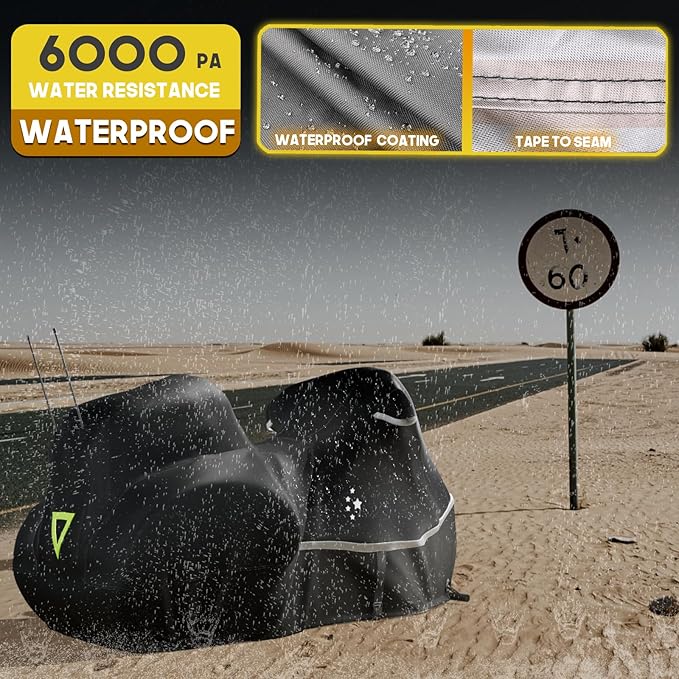 Motorcycle Cover with Side+Top Box Heavy Duty 420D Waterproof