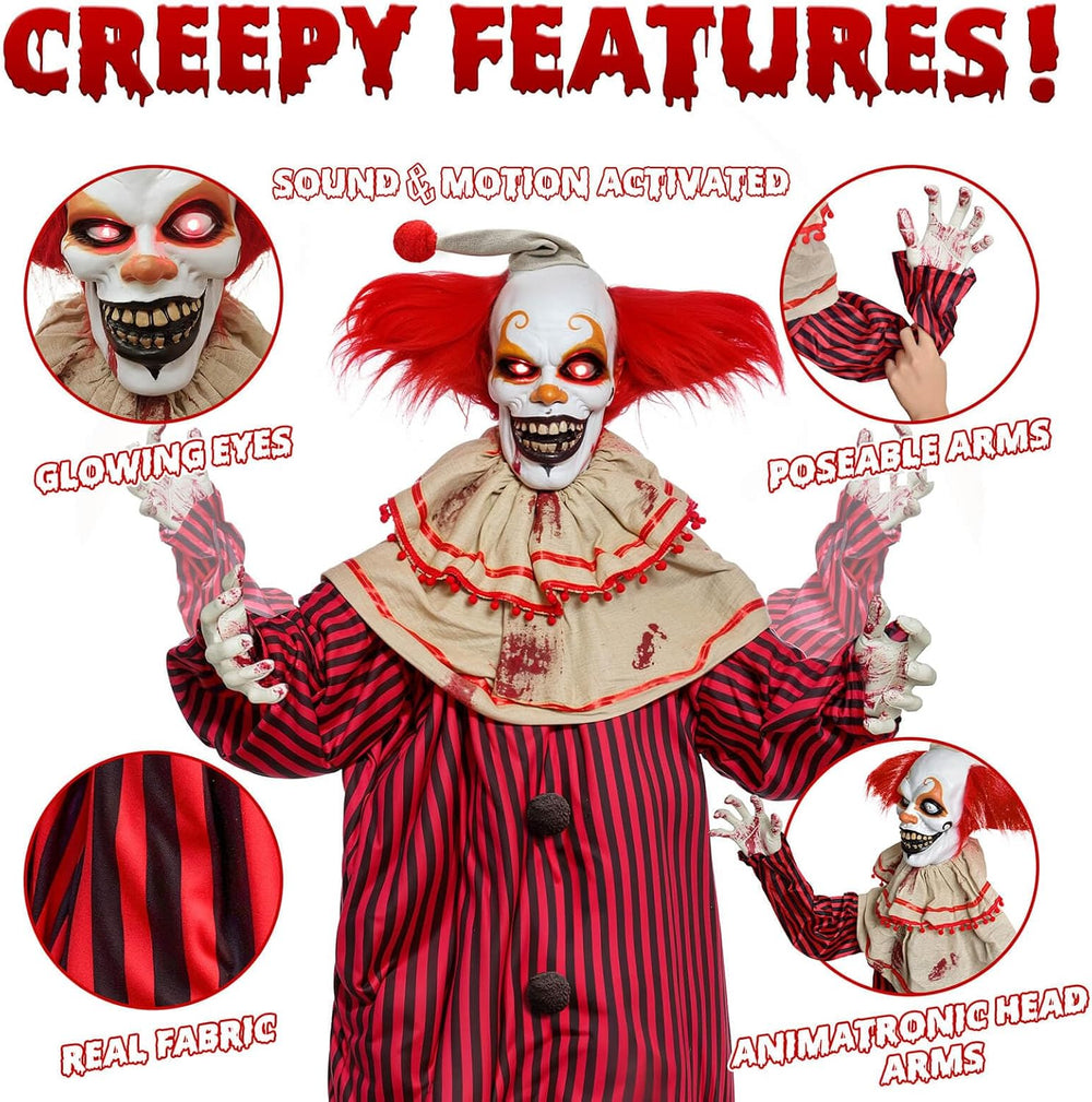 Presence 72" Halloween Decorations Outdoor - Standing Animatronic Clown ...