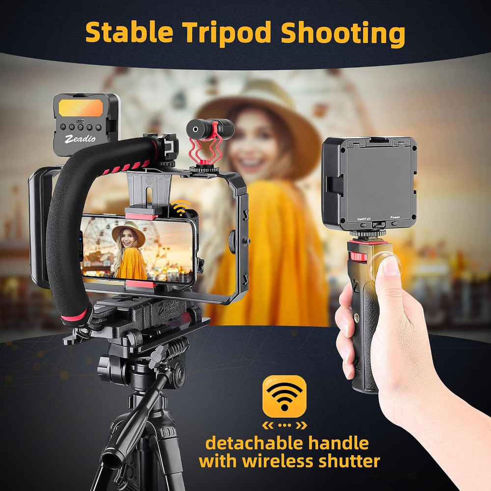 Zeadio Smartphone Camera Stabilizer, All-in-One Video Rig Kit with Phone Cage...