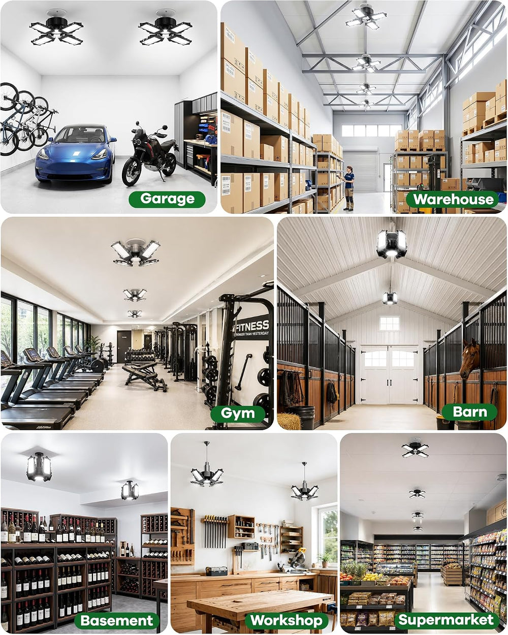 ISKYDRAW Garage Lights 120W 10 Pack, 12000LM LED Shop Light Bay Lighting