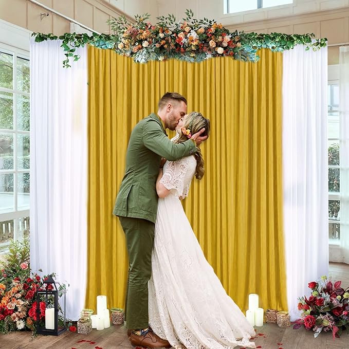 10 x 7 Feet Gold Backdrop Curtain for Partie, Background Curtains for Photosh...