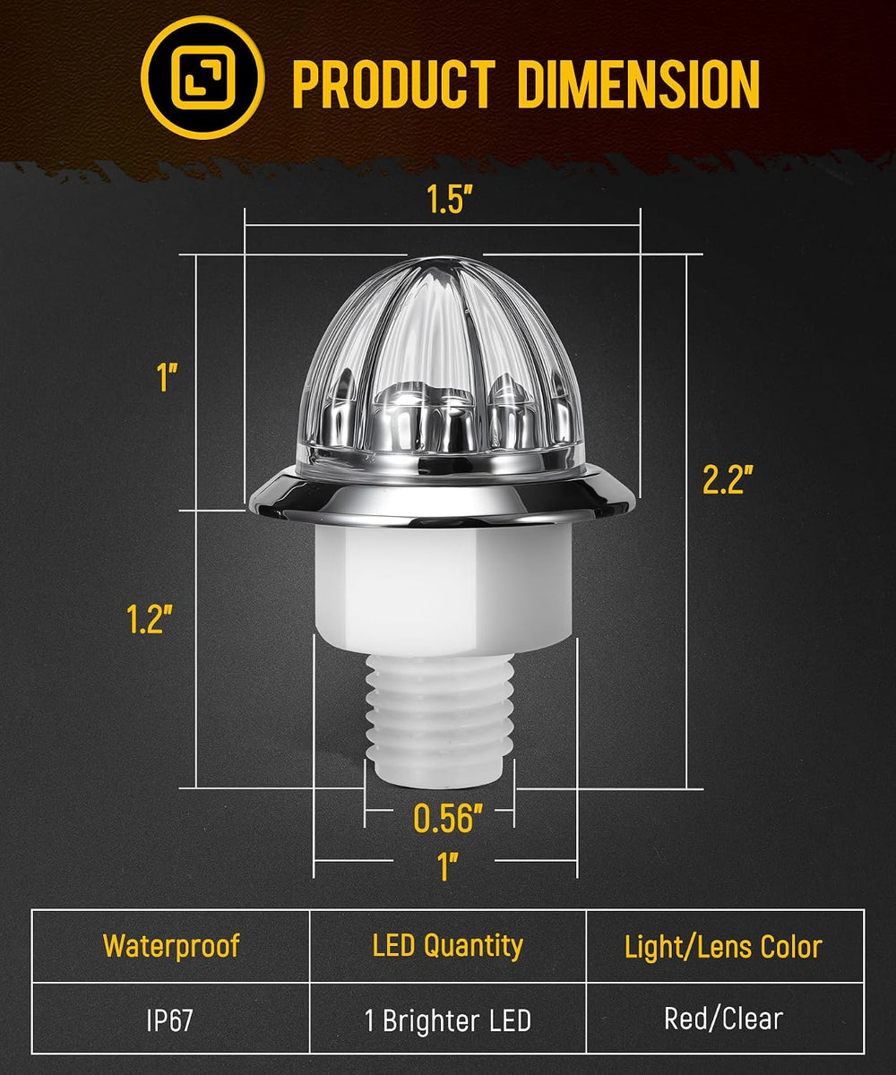 Partsam 10Pcs Mini Watermelon Lights, 3/4 Inch Strobe ＆ Constant Dual Functio...