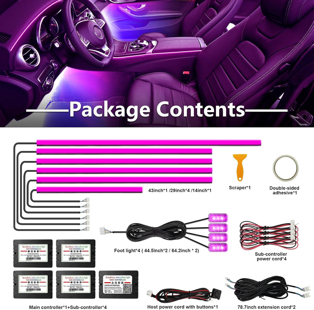 Acrylic Interior Car Lights, Car Accessories 10 in 1 Car LED Strip Lights wit...