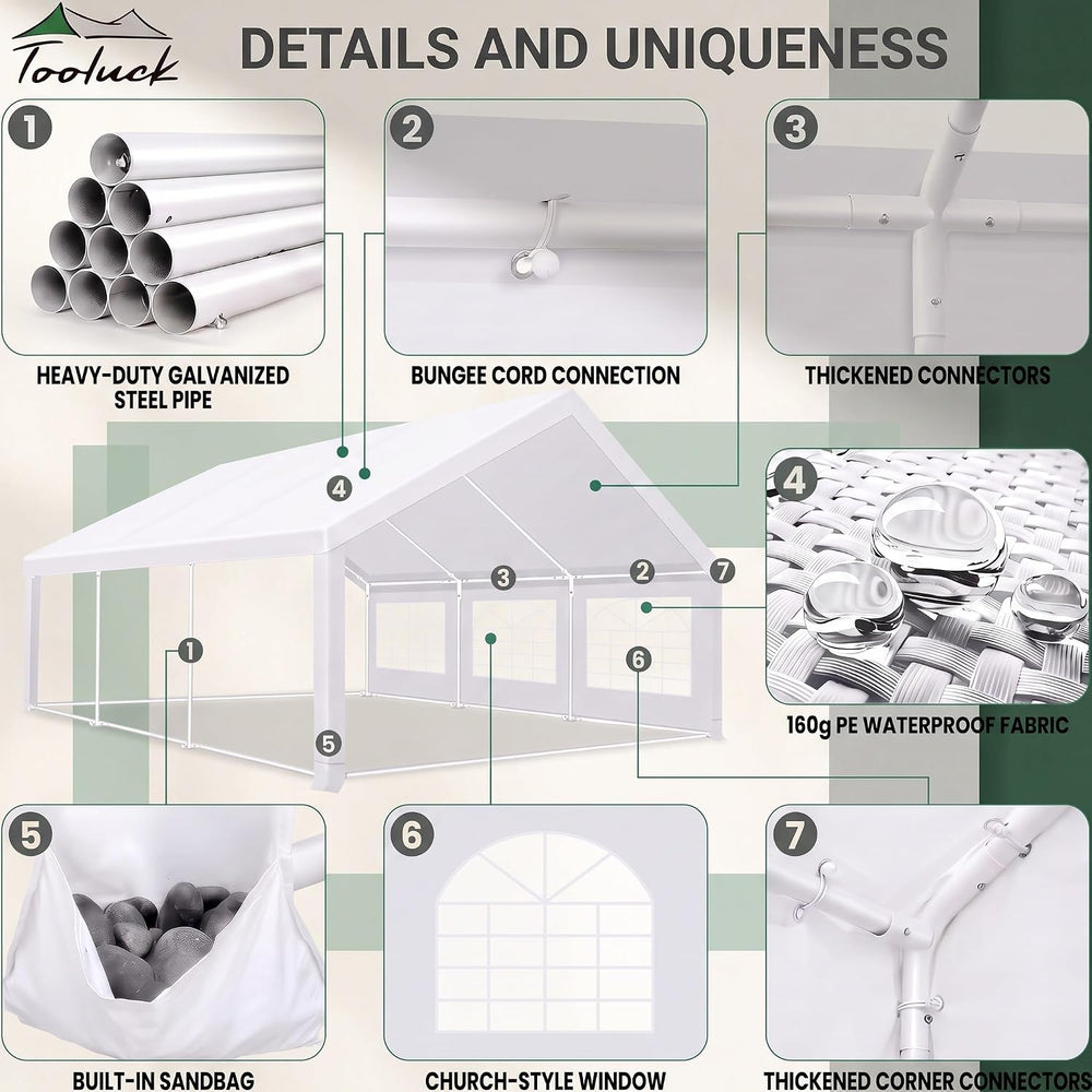 20x20ft Party Tent Heavy Duty for Parties Waterproof, Wedding and Event Canop...